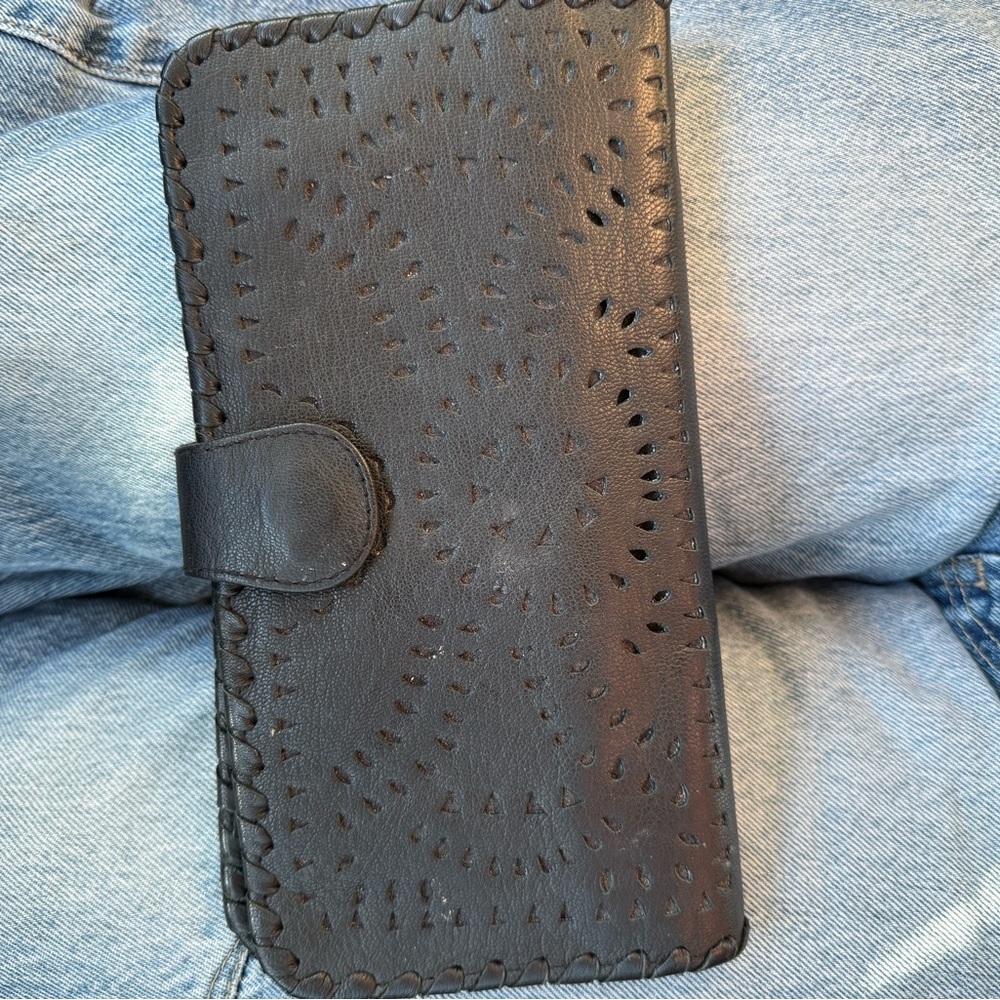 Cleobella Black Leather Wallet with Cutout Design